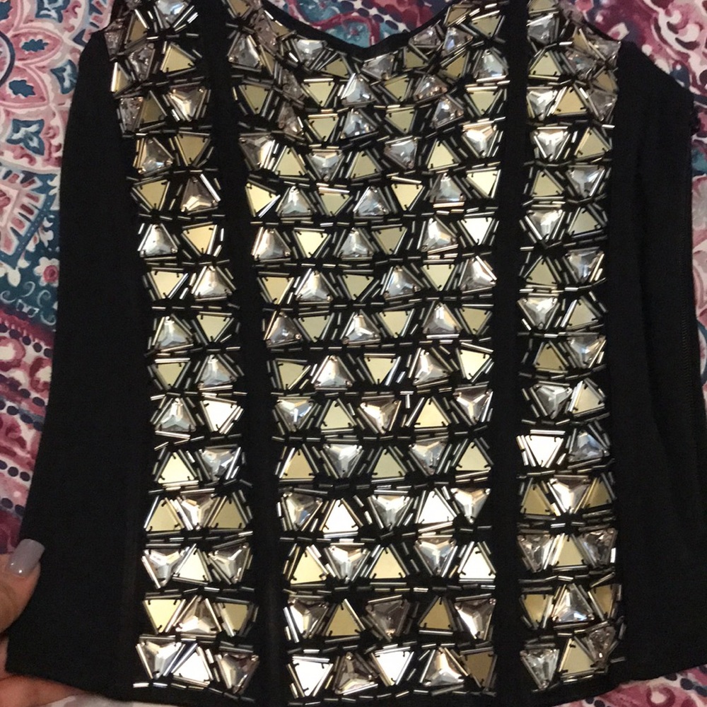 Black bedazzled corset top from guess